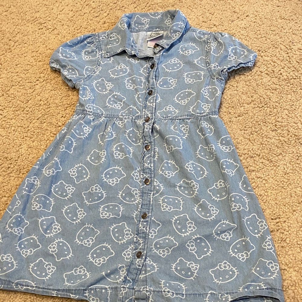 Hello Kitty Blue and White Casual Kids Dress